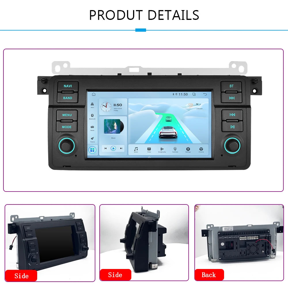 LELV FM RDS car video GPS Navigation for for BMW E46 WIFI 4G split-screen auto radio carplay