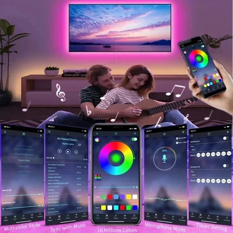 TV Backlight RGB LED Strip Lights USB Flexible Lamp Tape Ribbon for 55-75inch TV Computer Screen Background Lighting Home Decor