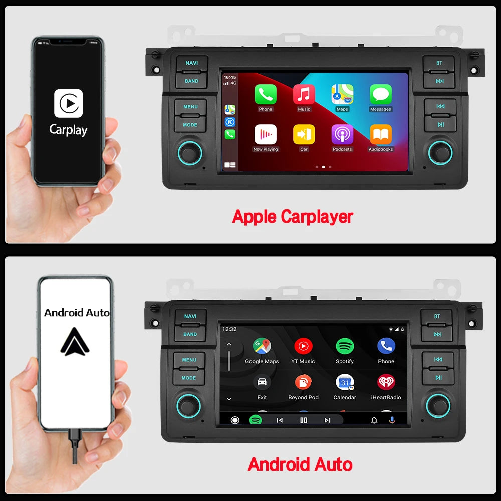 LELV FM RDS car video GPS Navigation for for BMW E46 WIFI 4G split-screen auto radio carplay